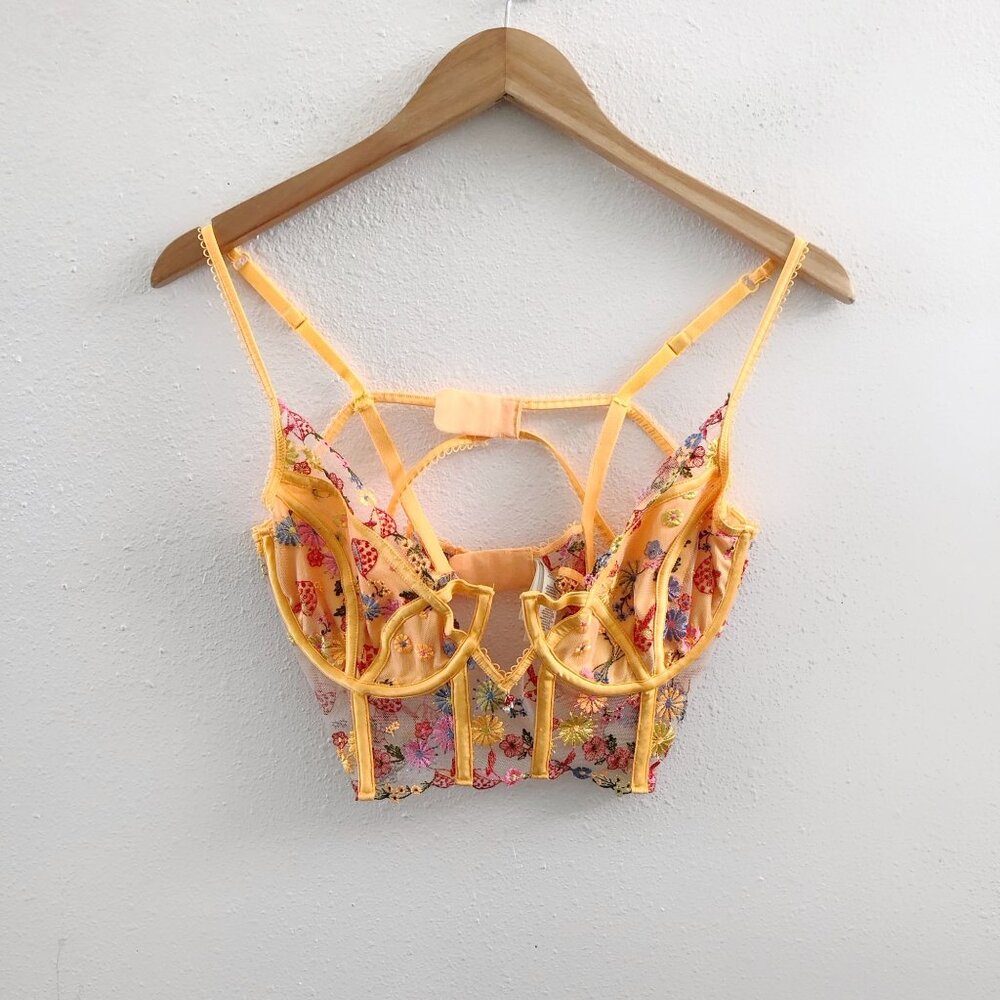 For Love And Lemons Yellow Floral Bra